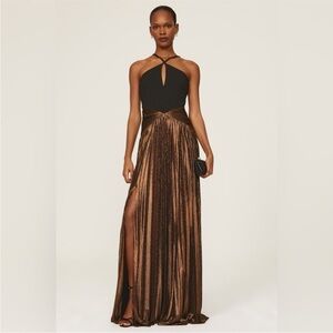 Elegant Black and Brown Evening Gown